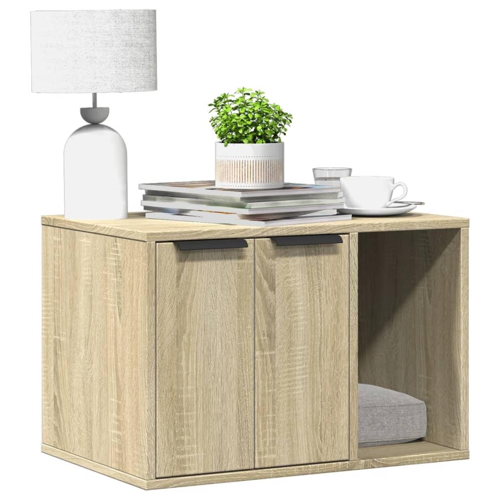 Toiletskjuler kattebakke 60x40x40 cm konstrueret træ sonoma-eg