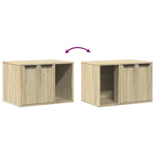 Toiletskjuler kattebakke 60x40x40 cm konstrueret træ sonoma-eg