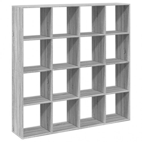 Bogreol 137,5 x 29 x 137,5 cm med 16 rum - grå sonoma-eg