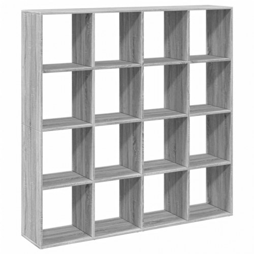 Bogreol 137,5 x 29 x 137,5 cm med 16 rum - grå sonoma-eg