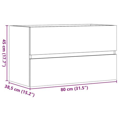 Badeværelsesskab 80x38,5x45 cm væghængt konstrueret træ
