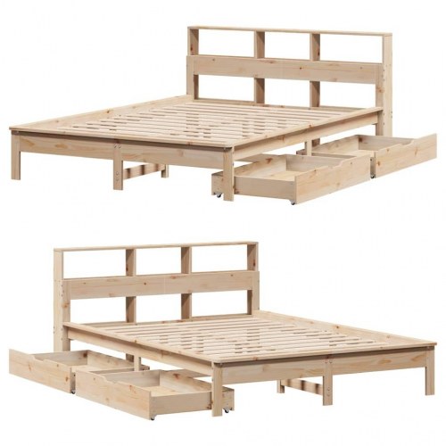 Seng med reol uden madras 140x190 cm massivt fyrretræ