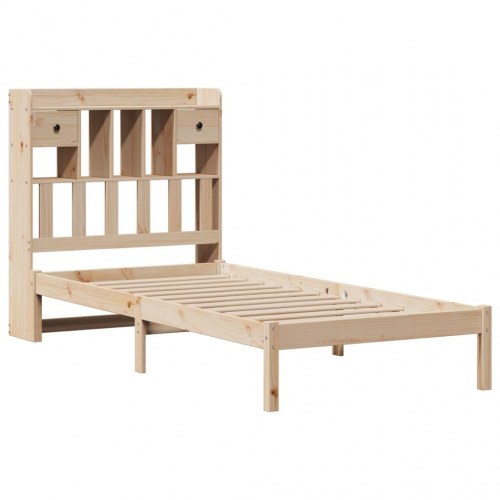 Seng med reolgavl uden madras 75 x 190 cm i massivt fyrretræ