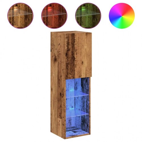 Tv-borde med LED-lys - 2 stk., 30,5 × 30 × 102 cm, gammelt trælook
