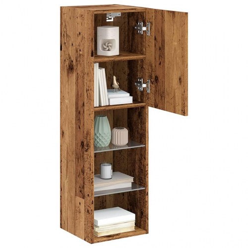 Tv-borde med LED-lys - 2 stk., 30,5 × 30 × 102 cm, gammelt trælook