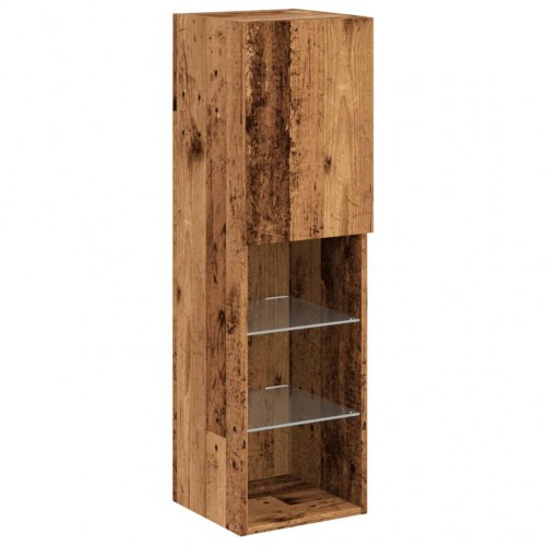 Tv-borde med LED-lys - 2 stk., 30,5 × 30 × 102 cm, gammelt trælook