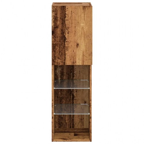 Tv-borde med LED-lys - 2 stk., 30,5 × 30 × 102 cm, gammelt trælook