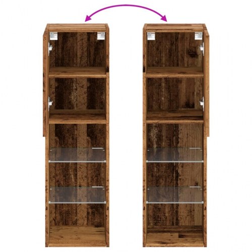Tv-borde med LED-lys - 2 stk., 30,5 × 30 × 102 cm, gammelt trælook