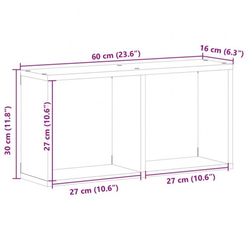 Vægskab 60×16×30 cm i konstrueret træ - betongrå
