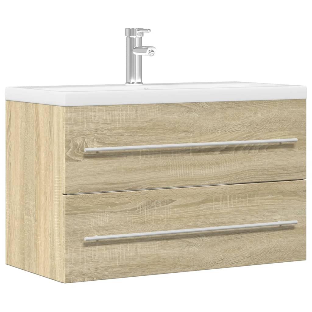 Vaskeskab 80x38,5x48 cm konstrueret træ gammelt trælook