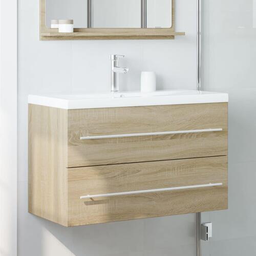 Vaskeskab 80x38,5x48 cm konstrueret træ gammelt trælook