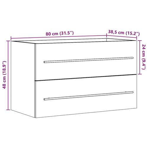 Vaskeskab 80x38,5x48 cm konstrueret træ gammelt trælook