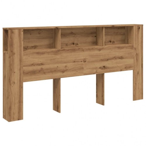 Sengegavl med opbevaring - egetræ, 200 × 18,5 × 102,5 cm, konstrueret træ
