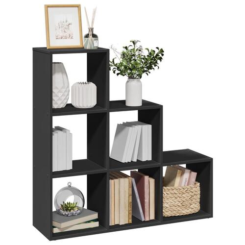 Bogreol/rumdeler 99x29x99 cm 3 niveauer konstrueret træ sort
