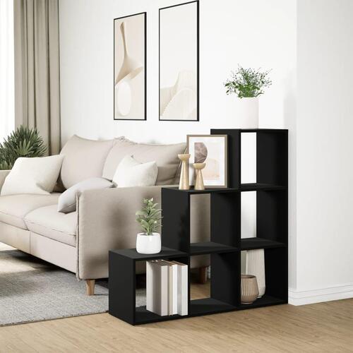Bogreol/rumdeler 99x29x99 cm 3 niveauer konstrueret træ sort