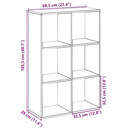 Bogreol/rumdeler 69,5 x 29 x 103,5 cm - sonoma-eg