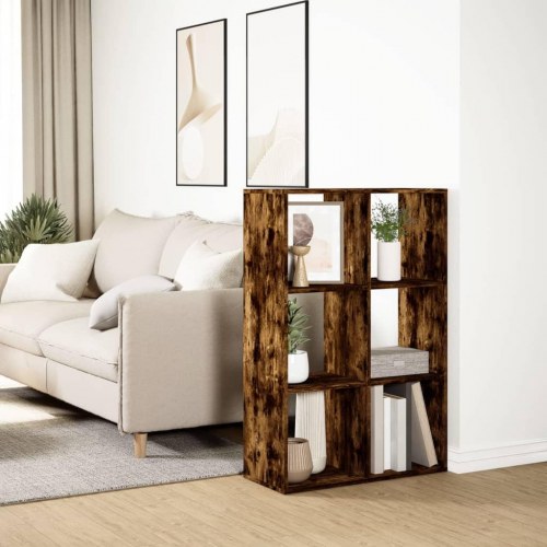 Bogreol/rumdeler i konstrueret træ - røget eg, 69,5x29x103,5 cm