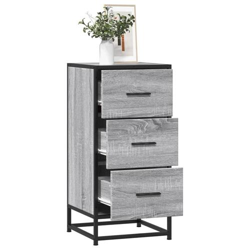 Skab 35,5x35x76 cm konstrueret træ og metal grå sonoma-eg