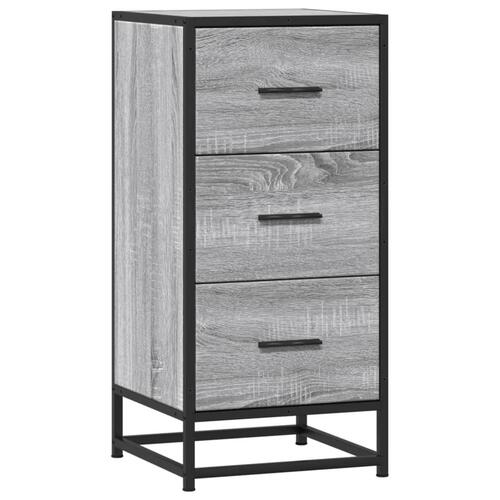 Skab 35,5x35x76 cm konstrueret træ og metal grå sonoma-eg