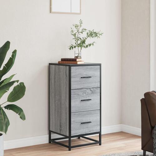 Skab 35,5x35x76 cm konstrueret træ og metal grå sonoma-eg