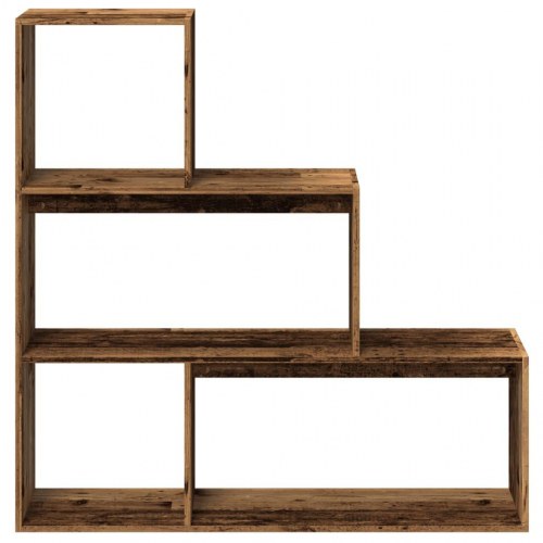 Bogreol/rumdeler med 3 niveauer 123 x 29 x 123 cm - antikt træ