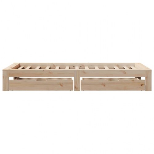 Sengeramme med skuffer 75x190 cm - massivt fyrretræ, lamelbund