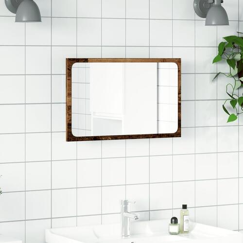 Badeværelsesspejl med LED-lys 60x8,5x38 cm antikt træ