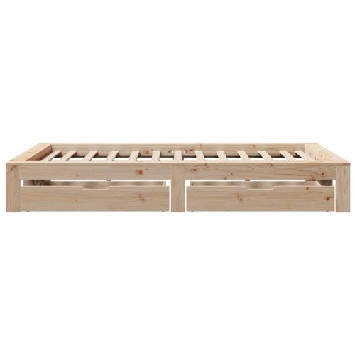 Sengeramme 135x190 cm med skuffer - massivt fyrretræ, hvid