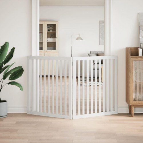 Hundelåge med 2 paneler - 160 cm foldbar i poppeltræ, hvid