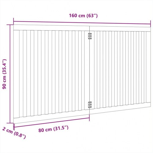 Hundelåge med 2 paneler - 160 cm foldbar i poppeltræ, hvid