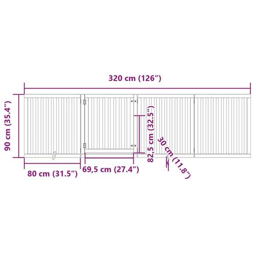 Hundelåge med dør 4 paneler 300 cm foldbar poppeltræ sort