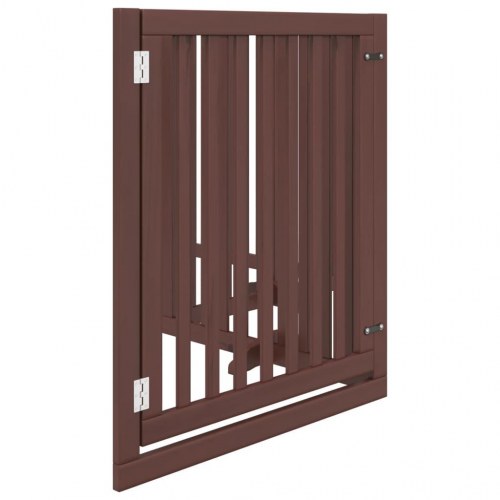 Hundelåge med dør - 4 paneler, 320 cm, foldbar poppeltræ, brun