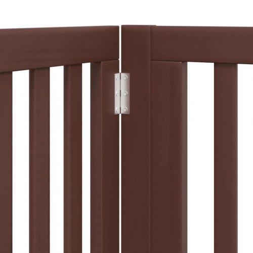 Hundelåge med dør - 4 paneler, 320 cm, foldbar poppeltræ, brun