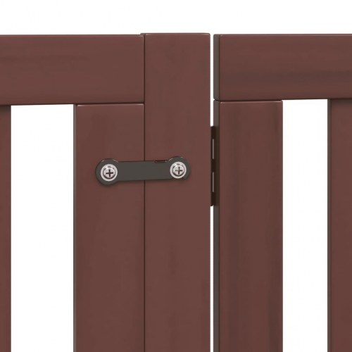 Hundelåge med dør - 4 paneler, 320 cm, foldbar poppeltræ, brun