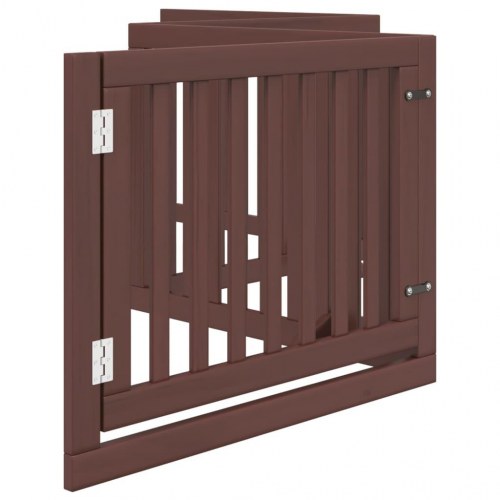 Hundelåge med dør - 4 paneler, 320 cm, foldbar poppeltræ, brun