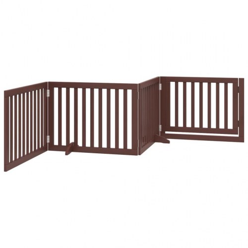 Hundelåge med dør - 4 paneler, 320 cm, foldbar poppeltræ, brun