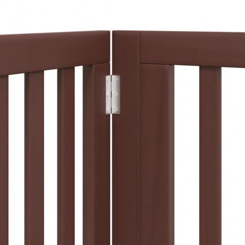 Hundelåge med dør - 4 paneler, 320 cm, foldbar poppeltræ, brun