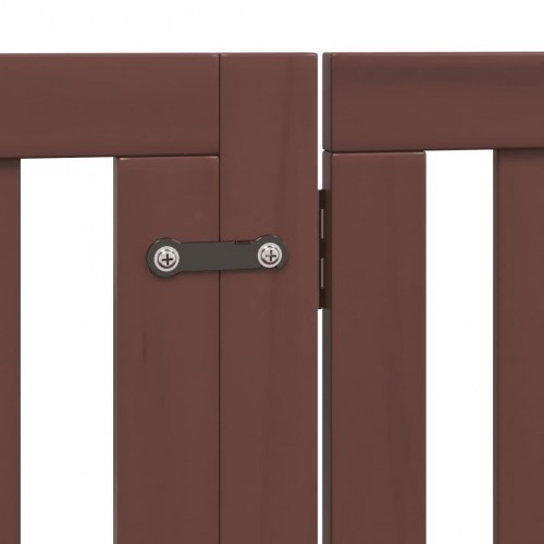 Hundelåge med dør - 4 paneler, 320 cm, foldbar poppeltræ, brun