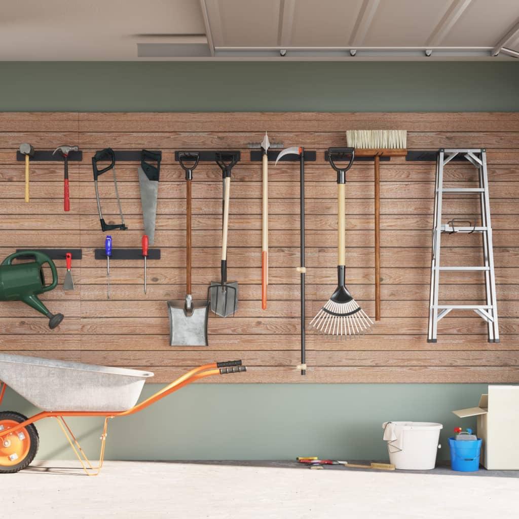 Opbevaringsstativer 8 stk. til haveredskaber væghængt stål sort billede