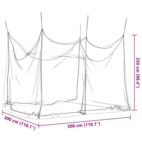 Myggenet til indendørs og udendørs 300x300x250 cm trådnet sort