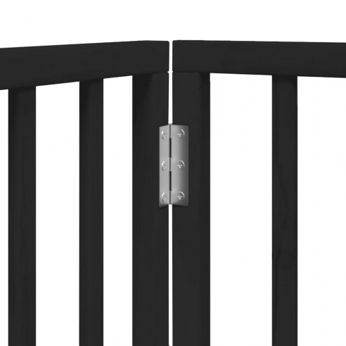 Hundelåge med dør - 6 paneler, 300 cm, foldbar poppeltræ, sort