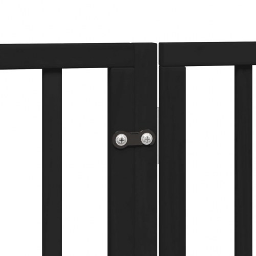 Hundelåge med dør - 6 paneler, 300 cm, foldbar poppeltræ, sort