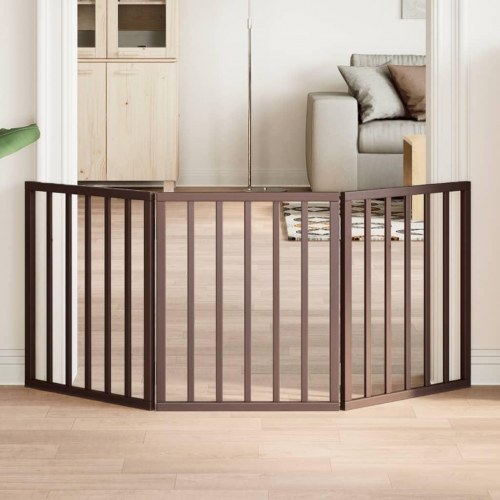 Hundelåge med 3 paneler - 150 cm, foldbar poppeltræ, brun