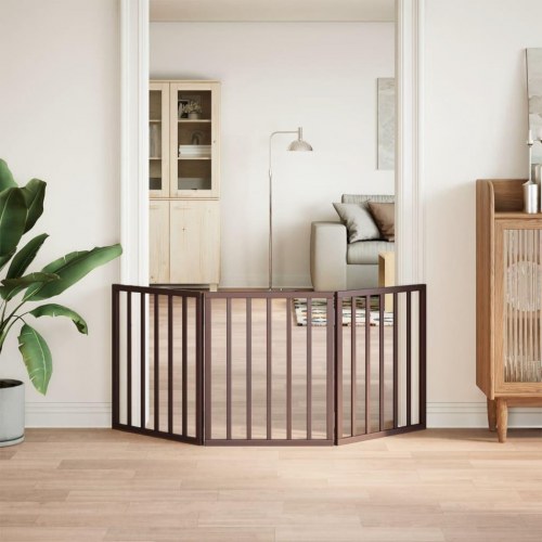 Hundelåge med 3 paneler - 150 cm, foldbar poppeltræ, brun