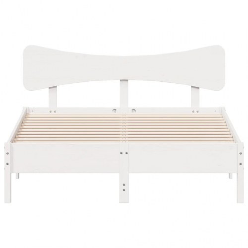 Sengeramme i massivt fyrretræ 150 x 200 cm - hvid