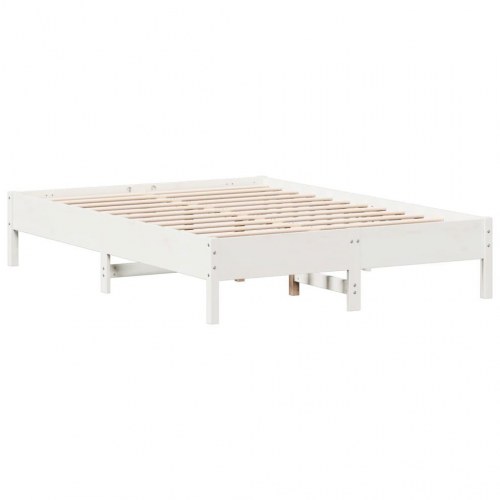 Sengeramme i massivt fyrretræ 150 x 200 cm - hvid