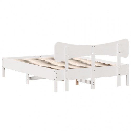 Sengeramme i massivt fyrretræ 150 x 200 cm - hvid