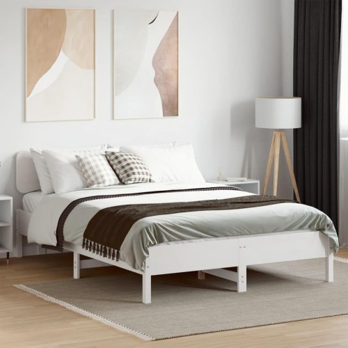 Sengeramme 120 x 190 cm i massivt fyrretræ - hvid
