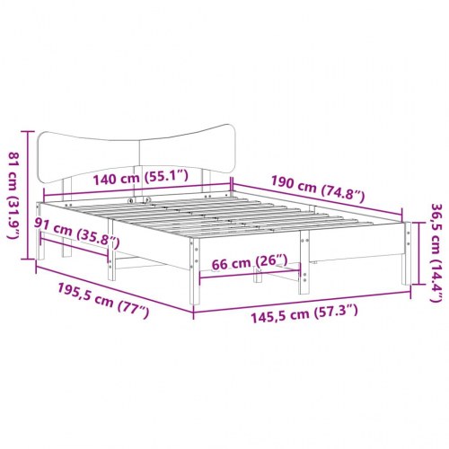 Sengeramme uden madras i massivt fyrretræ 140 x 190 cm - hvid