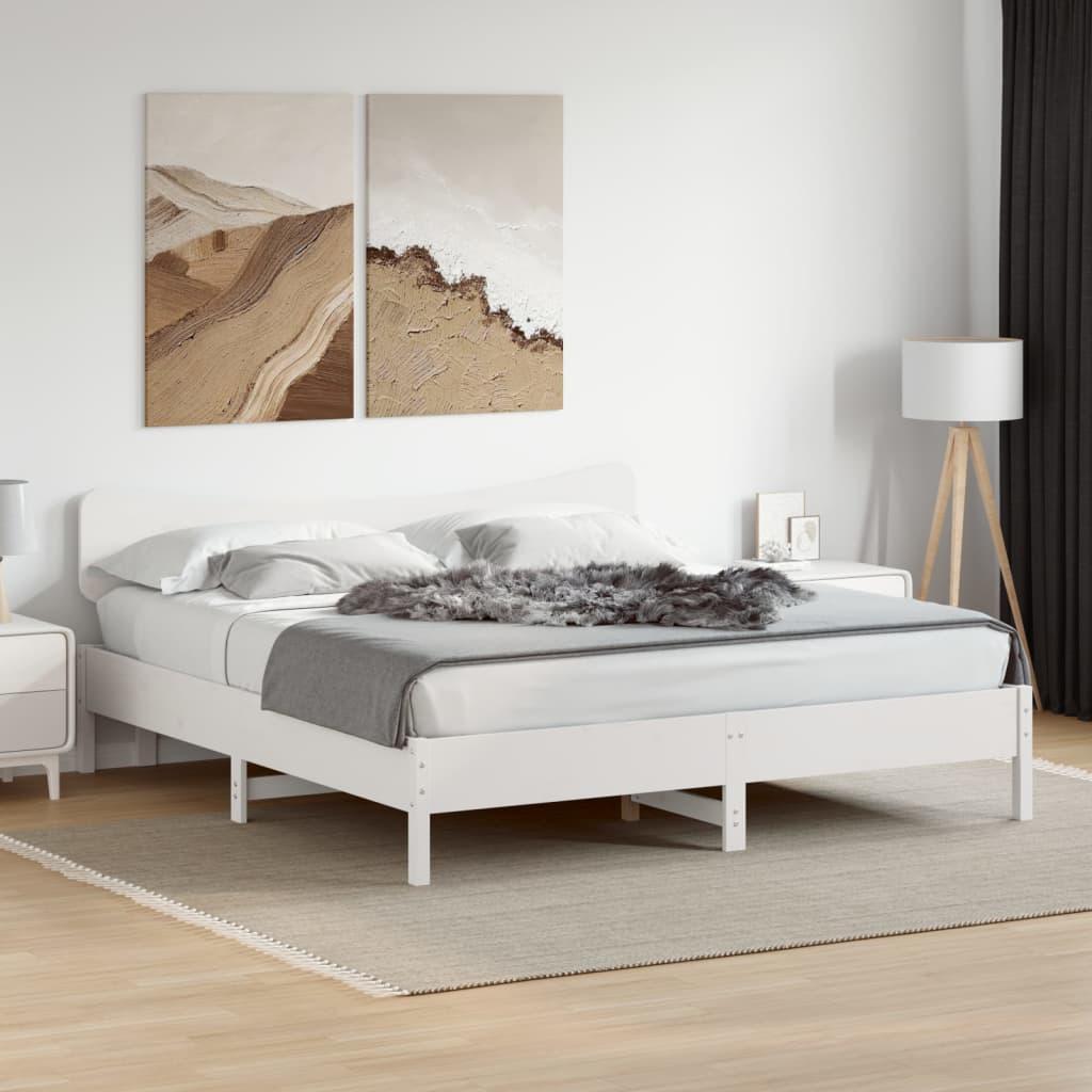 Sengeramme i massivt fyrretræ med sengegavl 180x200 cm - hvid
